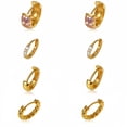 thumbnail image 2 of Small Hoop Earrings for Women,Zirconia Pave Gold Plating Earrings 4 Pairs for Woman Multiple Piercing Dainty Jewelry Gift, 2 of 8
