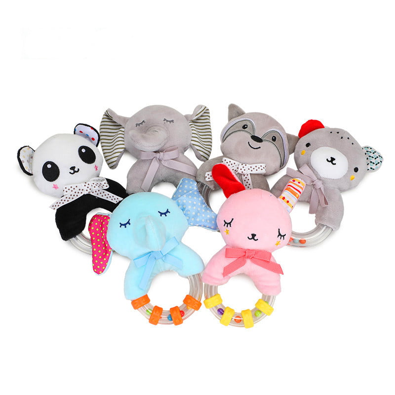 Newborn Baby Soft Sound Animal Plush Squeeze Rattle Handbells Cute Toy Gifts CB 