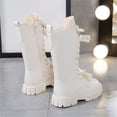thumbnail image 6 of BXJX Girls Mid-Calf Boots, Side Zipper Non-Slip Soft Sole Lace-up Winter Riding Boots Beige Size 12 Little Kids, 6 of 7