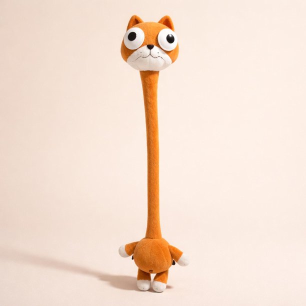 Muñeco de peluche de cuello largo, colgante para mochila, mascota de dibujos animados con sonido, juguete de peluche para adultos y adolescentes, Gato