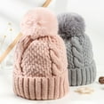 thumbnail image 3 of D-GROEE Women Winter Pom Pom Beanie Hats Warm Plush Lined,Chunky Trendy Cute Acrylic Fiber Knit Twist Cap, 3 of 8