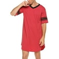 thumbnail image 6 of KAWELL Men's Nightshirt, Cotton Nightwear Comfy Big&Tall V Neck Short Sleeve Soft Loose Pajama Sleep Shirt, 6 of 6