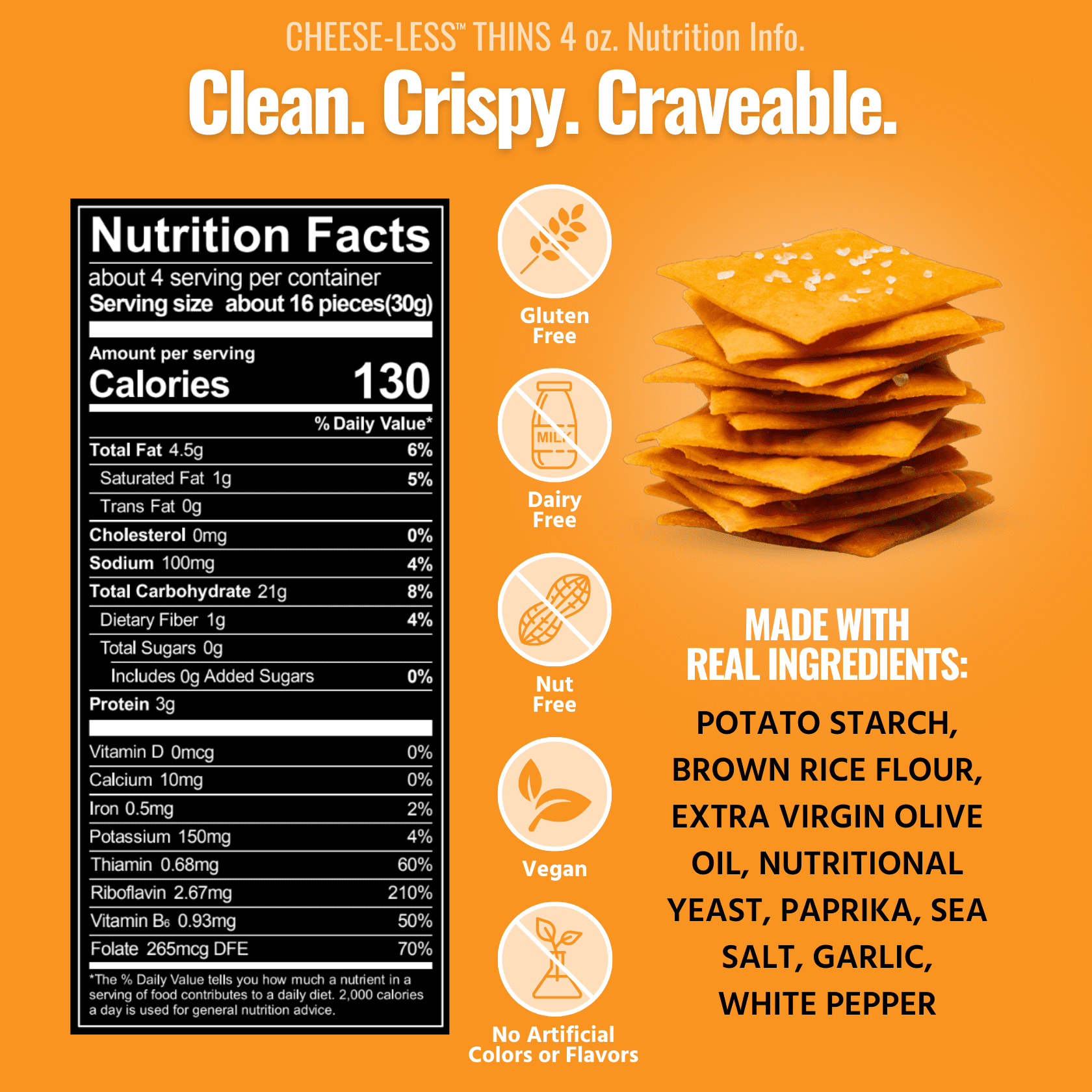 Every Body Eat Snack Thins, Cheese-less Flavor, Vegan, Gluten Free and Dairy Free (Pack of 2)