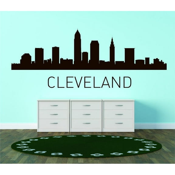 Cleveland United States Major City Geographical Map Landmark - Vinyl Wall Decal - 20x60