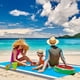 thumbnail image 2 of Nvzi Manta de playa sin arena, tapete de picnic grande impermeable para 4-7 adultos,tapete de picnic portátil, manta de exterior para viajes, senderismo (82,67 x 78,74 pulgadas, azul), 2 of 4