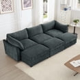 thumbnail image 2 of Newest 3 Seater Sofa,3 Ottomans, Wide,Deep Seat 3-Seat Home Theater Sleeper Sofa for Living Room, Modular Sectional Sofa,Storage Pull out Drawer Under Each Seat, Chenille Gary, 2 of 20