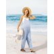 thumbnail image 5 of - overol de mernidad para mujer, estilo casual, con tirantes delgados, pantalones holgados con bolsillos, 5 of 5