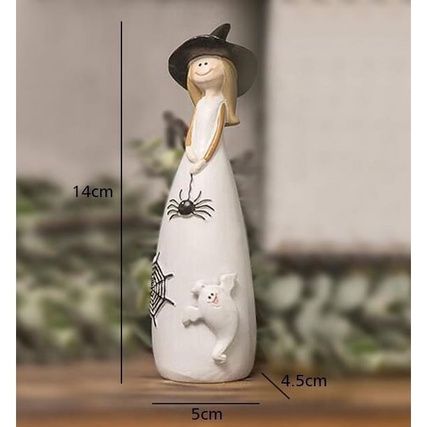Uuiauoio Halloween Witch Coven Resin Figurine Set with Pointed Hats and Pumpkins for Spooky Home Holiday Party Decor