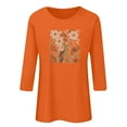 thumbnail image 6 of Runfenguu Y2K Top Womens T Shirts Loose Fits Ladies' Fashion Floral Printed Round Neck 3/4 Sleeve T-Shirt Shirt Sleeve Round Neck Top/Shirt, 6 of 6