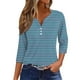 thumbnail image 1 of CHOII 50% de descuento en camisetas de mujer 2024. Camiseta con botones, manga 3/4, para uso diario, fin de semana, básica, cuello en V, blusas de mujer, mangas tres cuartos, camisetas de verano para, 1 of 5