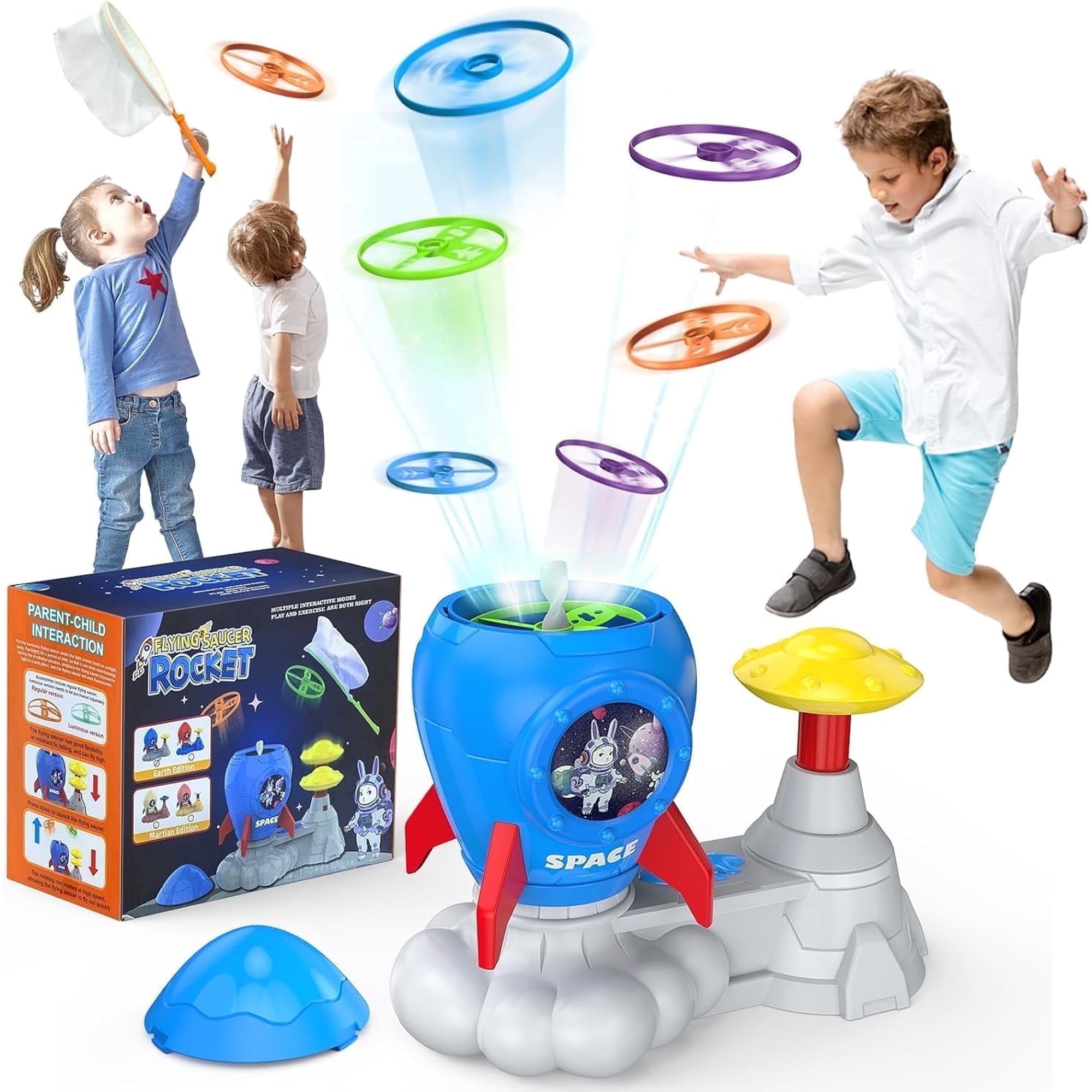 Outdoor Toys for Kids Ages 4-8, Rocket Launcher Toy Yard Games, Beach Toys Outside Games for 3 4 5 6 7 8 9 10 Family Backyard Games, Christmas Birthday Gift for Boys Girls