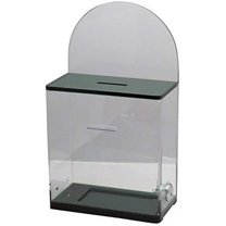 MCB Locked Donation Box with Back Wall Clear Display Area - for Fundraising Donation Box - Ticket Box - Collection Box Translucent Green
