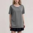 thumbnail image 2 of T-Shirt Mode Femme Col Rond Grande Taille Manches Courtes Couleur Unie - Tissu Entretien Facile, 2 of 5