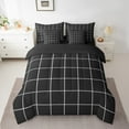 thumbnail image 2 of Black and White Lattice 7 Piece Comforter Set Queen Bed in a Bag,Farmhouse Geometric Grid Bedding Sets Buffalo Plaid Geometry Sheet Set with Comforter, 2 of 5