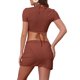 thumbnail image 3 of Conjuntos de bikini de tirantes con nudo para mujer INSPIRE CHIC de 4 piezas, conjunto de cubierta de manga corta, parte inferior triangular, trajes de baño, rojo grande marrón, 3 of 5