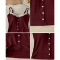 thumbnail image 5 of Women Lace Trim V Neck Cami Tank Top, Spaghetti Strap Front Decor Button Ribbed Knit Slim Fit Camisole, Soft Stretchy Lightweight Sleeveless Layering Shirt for Daily Office Loungewear Outfits, 5 of 6