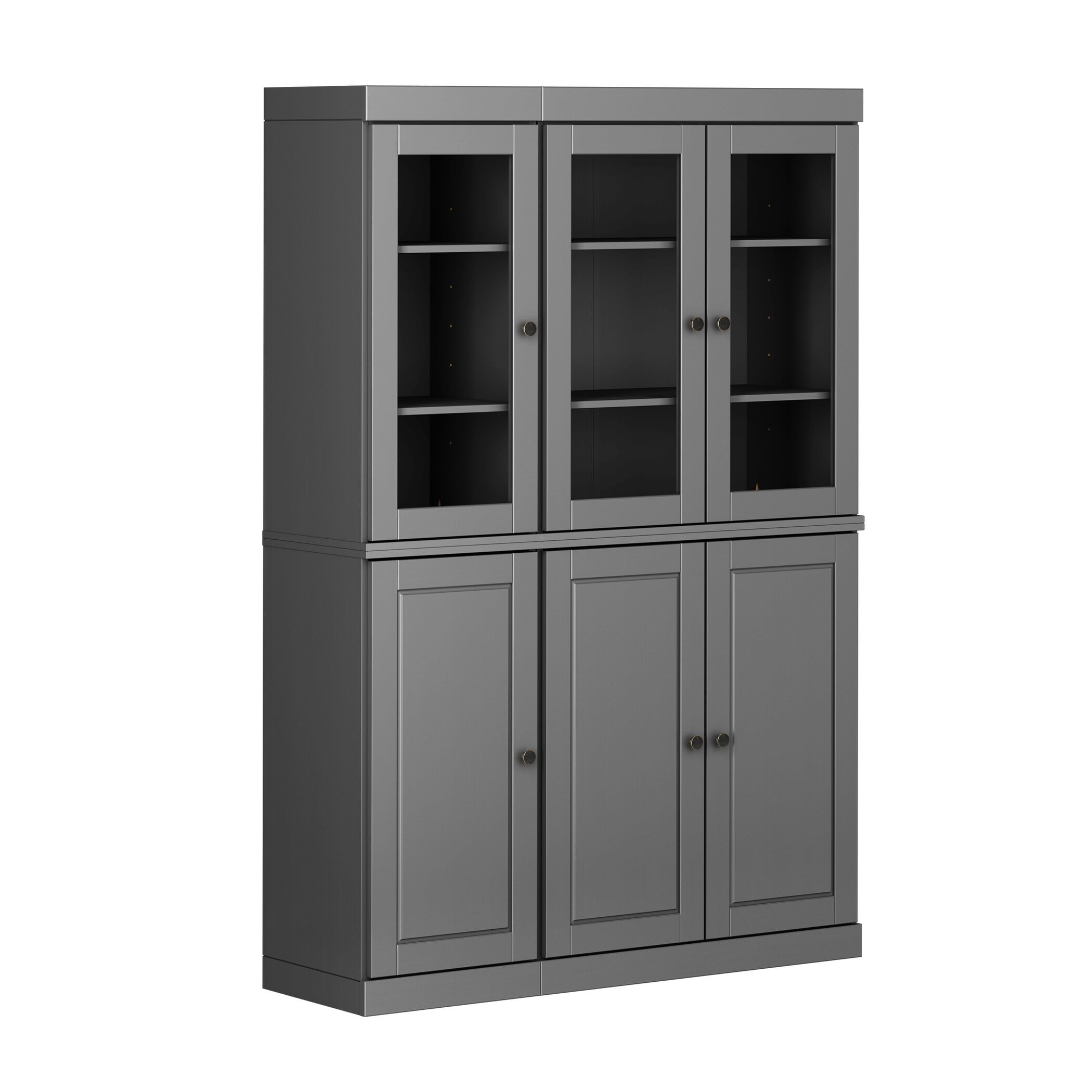 Palace Imports 100% Solid Wood Kitchen Pantry Storage Cabinet with Solid, Clear Glass Doors and Adjustable Shelves, Gray
