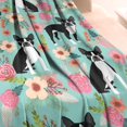 thumbnail image 3 of Green Boston Terrier and Flower Blanket,Comfortable Soft Lamb Wool Throw Blanket,All Season,Warm Lightweight Blankets for Sofa Bed Couch Living Room Chair,40"x50", 3 of 4