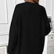 thumbnail image 5 of Suéter de cuello redondo para mujer, informal, liso, tejido, holgado, de manga larga, con cuello redondo, blusa, 5 of 7