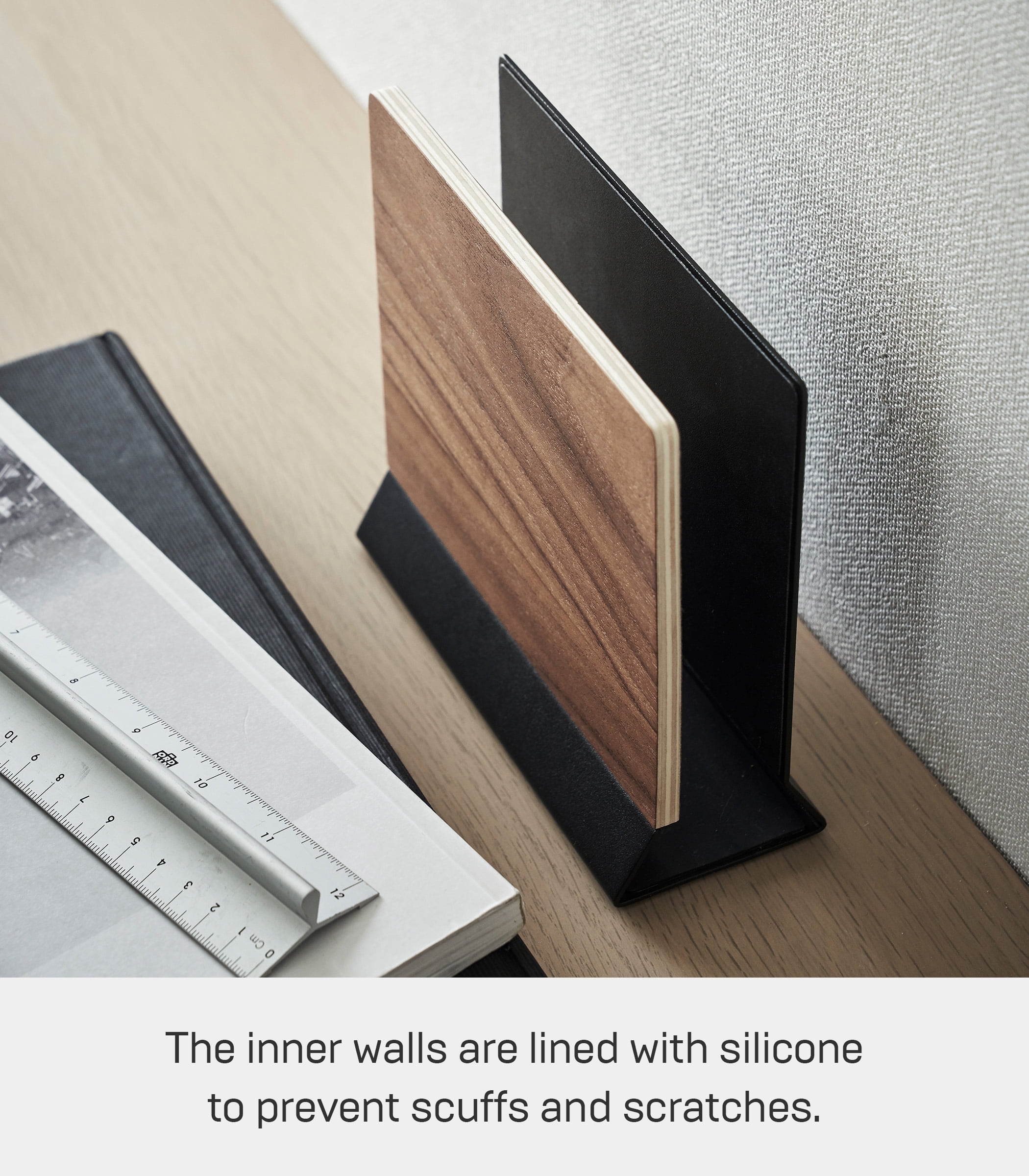 Yamazaki Home Slim Laptop Stand, Walnut, Steel + Wood, No Assembly