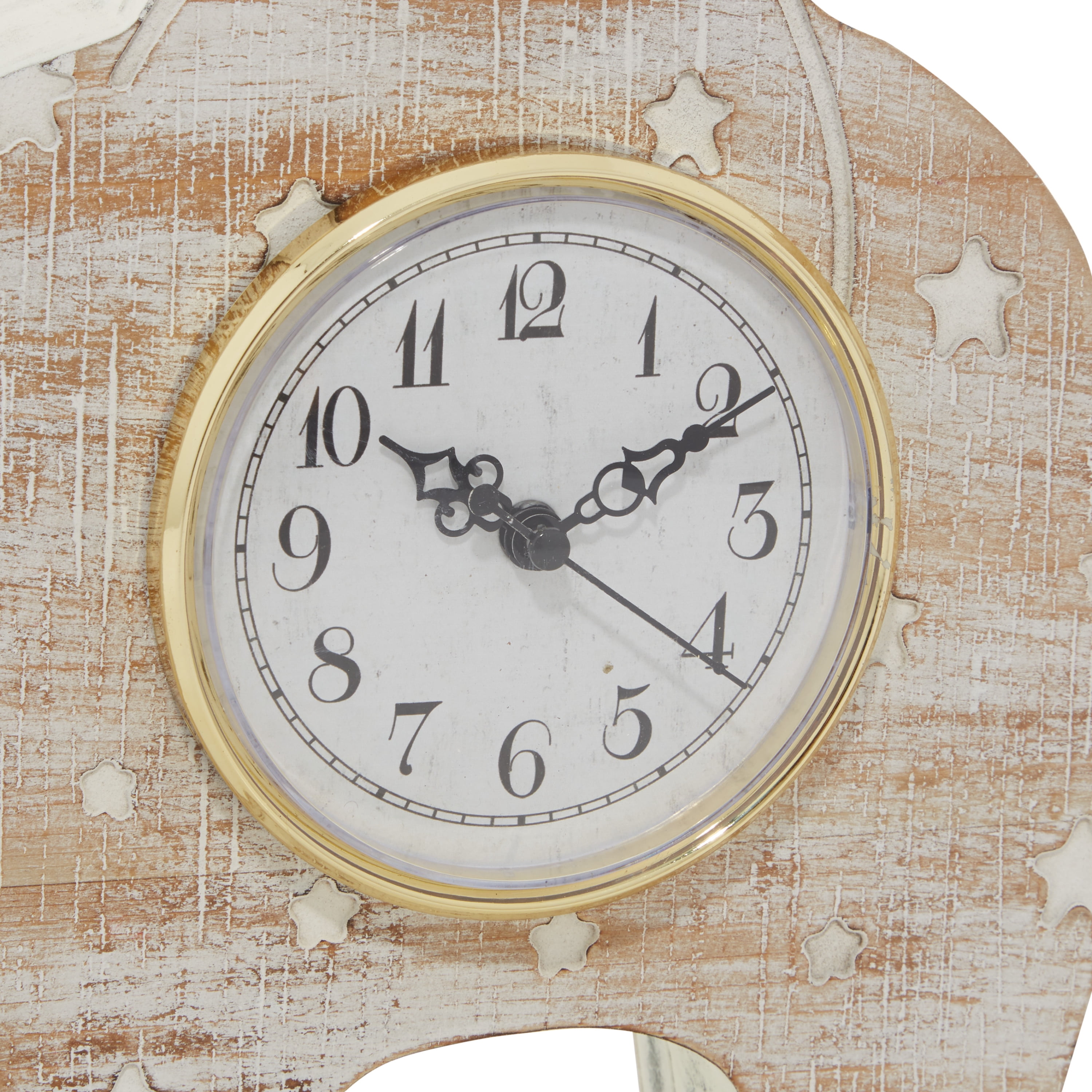 DecMode 9" White Wood Elephant Clock