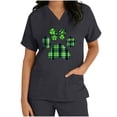 thumbnail image 5 of lcziwo Womens Happy St. Patrick's Day Scrub Tops Short Sleeve Shamrock Graphic Tees Nurse Uniform T Shirt with Pocket Black L, 5 of 7