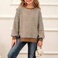 thumbnail image 4 of WQNVRNR Pullover Sweaters for Girls Knit Crewneck Casual Loose Long Sleeve Jumper Sweaters Brown 8, 4 of 9
