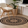 thumbnail image 5 of Round Area Rug 4ft, Abstract Brown Flowers Non-Shedding Washable Area Rug, Retro Mantoro Floral Art Non Slip Low-Profile Circle Rugs for Living Room, Bedroom Dining Room, 5 of 9