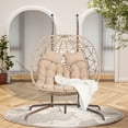 thumbnail image 3 of LEGAHOME 2-Person Wicker Egg Chair, Double Rattan Egg Chair with Stand and Removable Cushion, Outdoor Indoor Swing Hammock Chair Hanging Basket Chair for Patio Balcony Porch, Khaki, 3 of 9