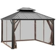 thumbnail image 1 of Patiojoy Pavillon de Terrasse à Toit Rigide 12 Pi x 10 Pi Toit à Double Évent Abri Solaire Extérieur en Acier Galvanisé Brun, 1 of 6