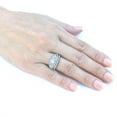 thumbnail image 3 of 2 PCS Princess CZ Center Top Grade Crystal Surround Stainless Steel Wedding Ring Set - Size 6, 3 of 7