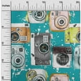 thumbnail image 2 of oneOone Cotton Jersey Teal Green Fabric Camera Pattern Sewing Material Print Fabric By The Yard 58 Inch Wide, 2 of 6