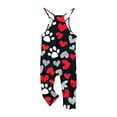 thumbnail image 5 of Odeerbi Kids Girls Summer Jumpsuit Love Print Bib Overalls Casual Sleeveless Rompers Long Pants with Pockets 5-14 Years Red, 5 of 5