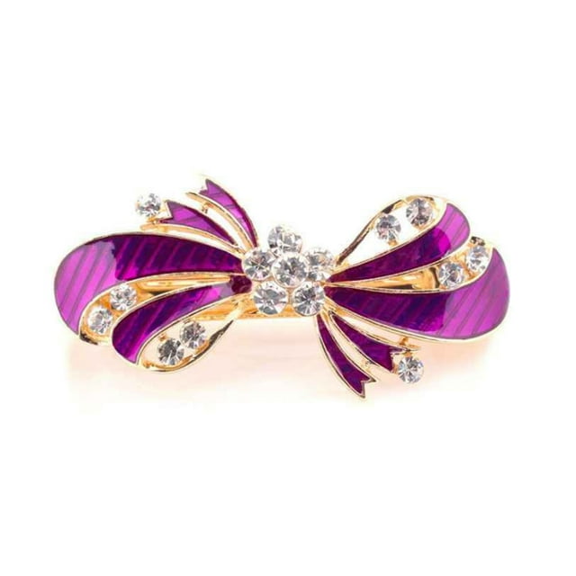 Jumpingount Mujeres Gilr Bowknot Crystal Rhinestone Hair Clip Horquilla Spring Metal Barrette Headwear Joyería Hair Grip Accesorio para el cabello rojo púrpura Jumpingount PS8021-06