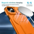 thumbnail image 2 of Case for iPhone 14 / 13 6.1" with Invisible Fold Holder Stand, MagSafe Magnetic Wireless Charging,Sliding camera casing,Shockproof Dropproof Tough Rugged Protective Case Cover,Orange, 2 of 10