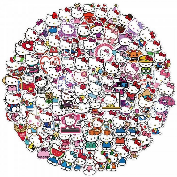 50PCS Cute Hello Kitty Waterproof Stickers - Vinyl Decals for Phone, Luggage & Water Bottle