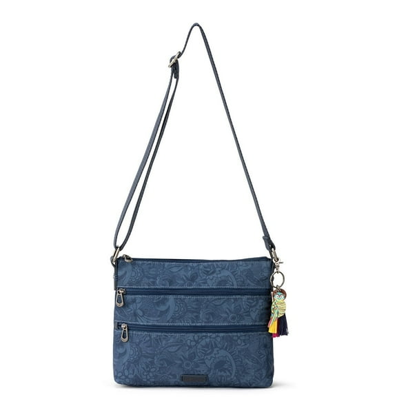 Sakroots Basic Crossbody Bag - Women's Handbag & Purse With Four Zipper Pockets & Adjustable Strap - "Indigo Spirit Desert"