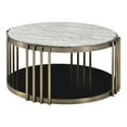 thumbnail image 3 of Furniture of America Wilmo Faux Marble 1-Shelf Coffee Table, Brass, 3 of 7