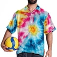 thumbnail image 4 of tie dye100 Men's Short Sleeve Printed Button Down Beach Shirt Casual Summer Unisex Tops with Spread Collar, 4 of 6
