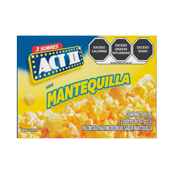 Palomitas para microondas ACT II mantequilla 3 sobres de 87 g c/u