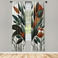thumbnail image 2 of Ambesonne Boho Curtains, Mid Century Exotics Art Leaves, Pair of 28"x95", Orange Laurel Green Grey, 2 of 2