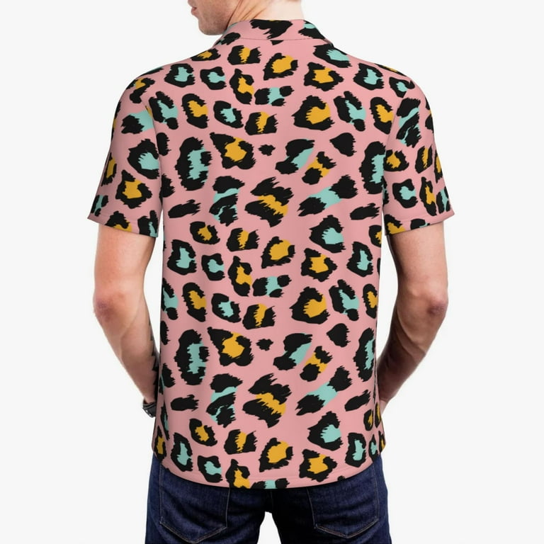 Jgfou Leopard Print Golf Shirts for Men Dry Fit Performance Short Sleeve Shirt Polo Shirt Walmart