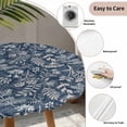 thumbnail image 6 of Dandelion Fitted Tablecloth with Elastic Edged, Round Table Cloth for Dining Table, Navy Blue Flowers Modern Minimalist Spring Waterproof Oil Proof Table Cover for Indoor Outdoor 55"-60", 6 of 8