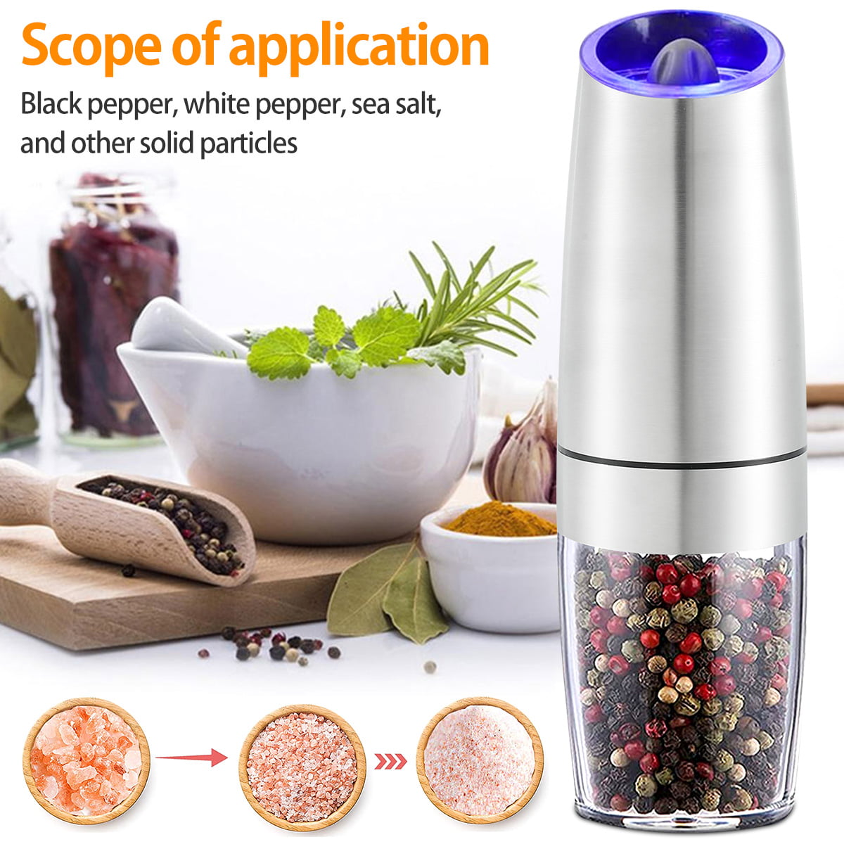 Black pepper Sea Salt Grinder Electric Automatic Mill Pepper And