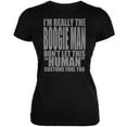 thumbnail image 1 of Halloween Human Boogie Man Costume Black Juniors Soft T-Shirt, 1 of 1