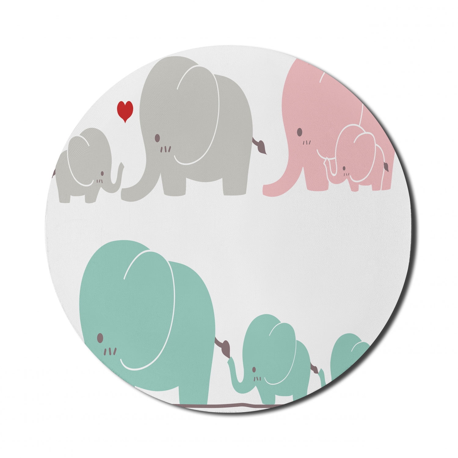 Ambesonne Nursery Kitchen Curtains - Elephant Family Love Theme, 2 Panel Set 55 X 36 Inches, Seafoam Pink
