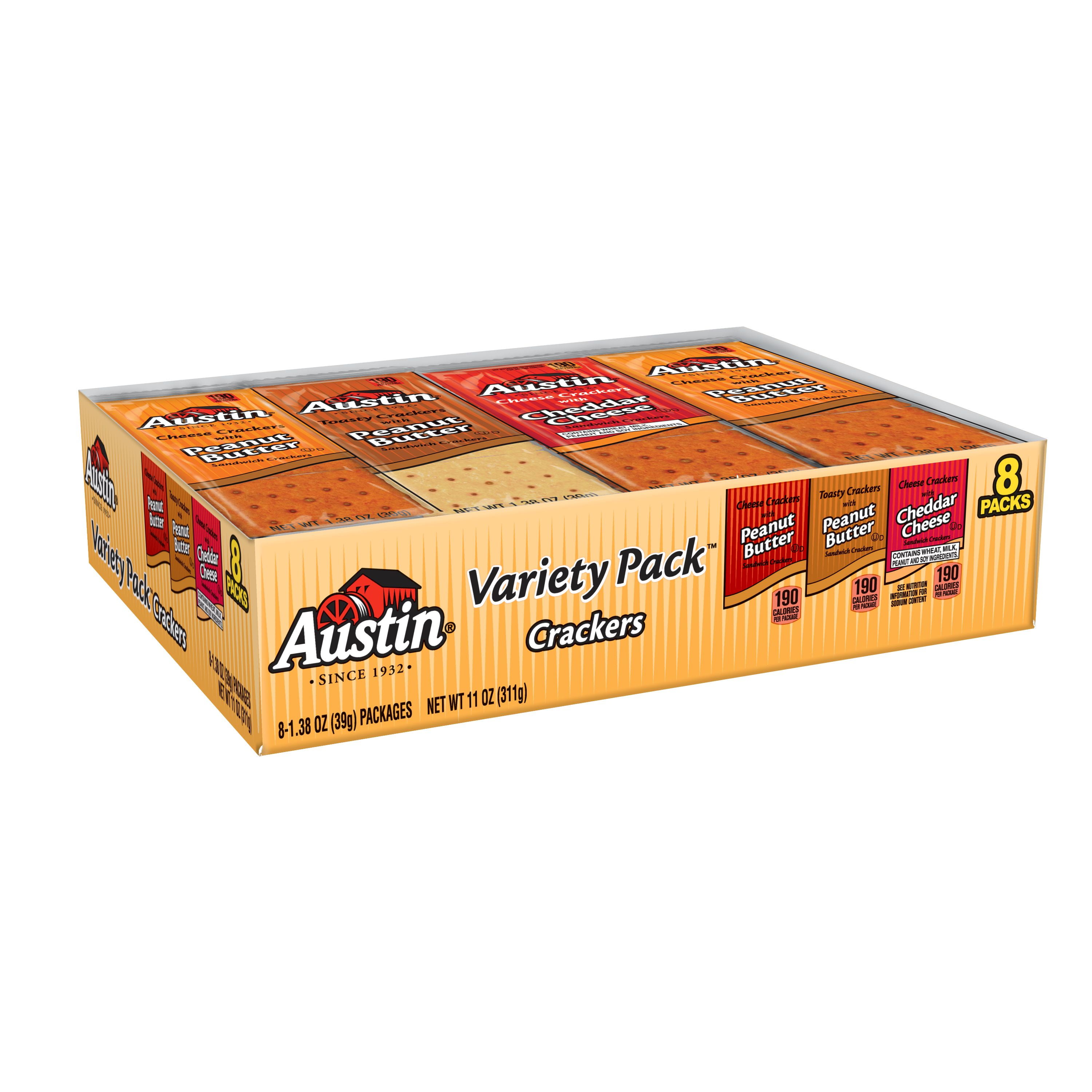 Austin Sandwich Crackers, Variety Pack, 8 Ct, 11 Oz, Tray