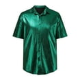 thumbnail image 4 of Bcfgryg Mens Sequin Short Sleeved Shirt Slim Fashion Short Sleeved T Shirt Hipster Mens Bright Shirt Nightclub Base Shirt Men's Slim Fit Dress Shirts, 4 of 5