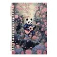 thumbnail image 2 of Panda Bear Flowers Floral Guita Ring Binder Notebook Journey Note Diary College Ruled Spiral Notebook Study Loose Leaf Paper A5 60 Pages, 2 of 8