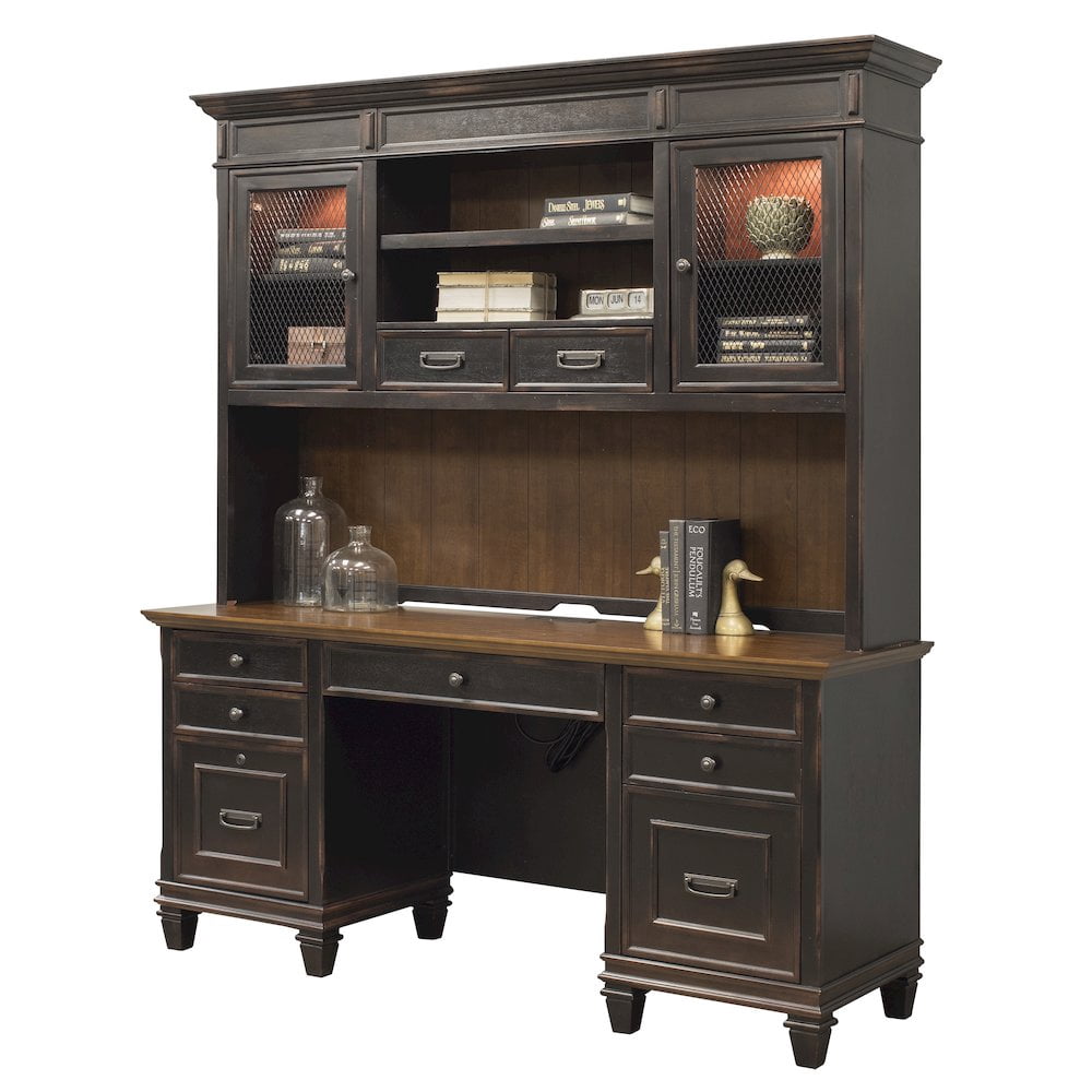Martin Furniture Hartford Wood Credenza Office Desk Writing Table Black